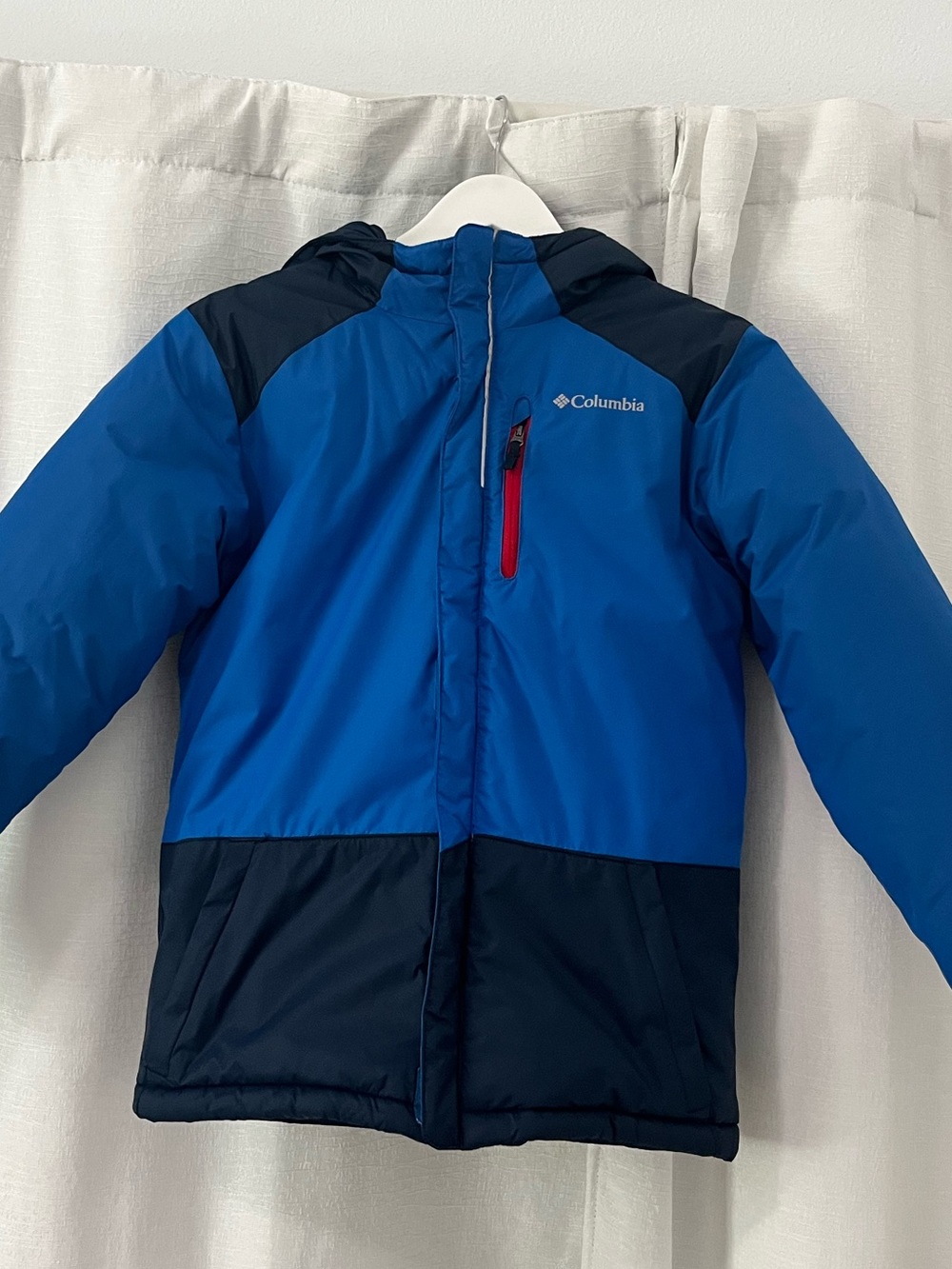 Columbia Kids Blue and Navy Hooded Puffer Jacket Medium
